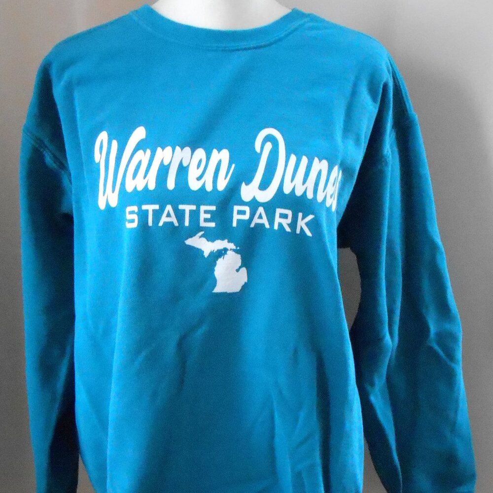Warren Dunes State Park Teal Blue Pullover Sweatshirt Size-Medium-Comfort Colors